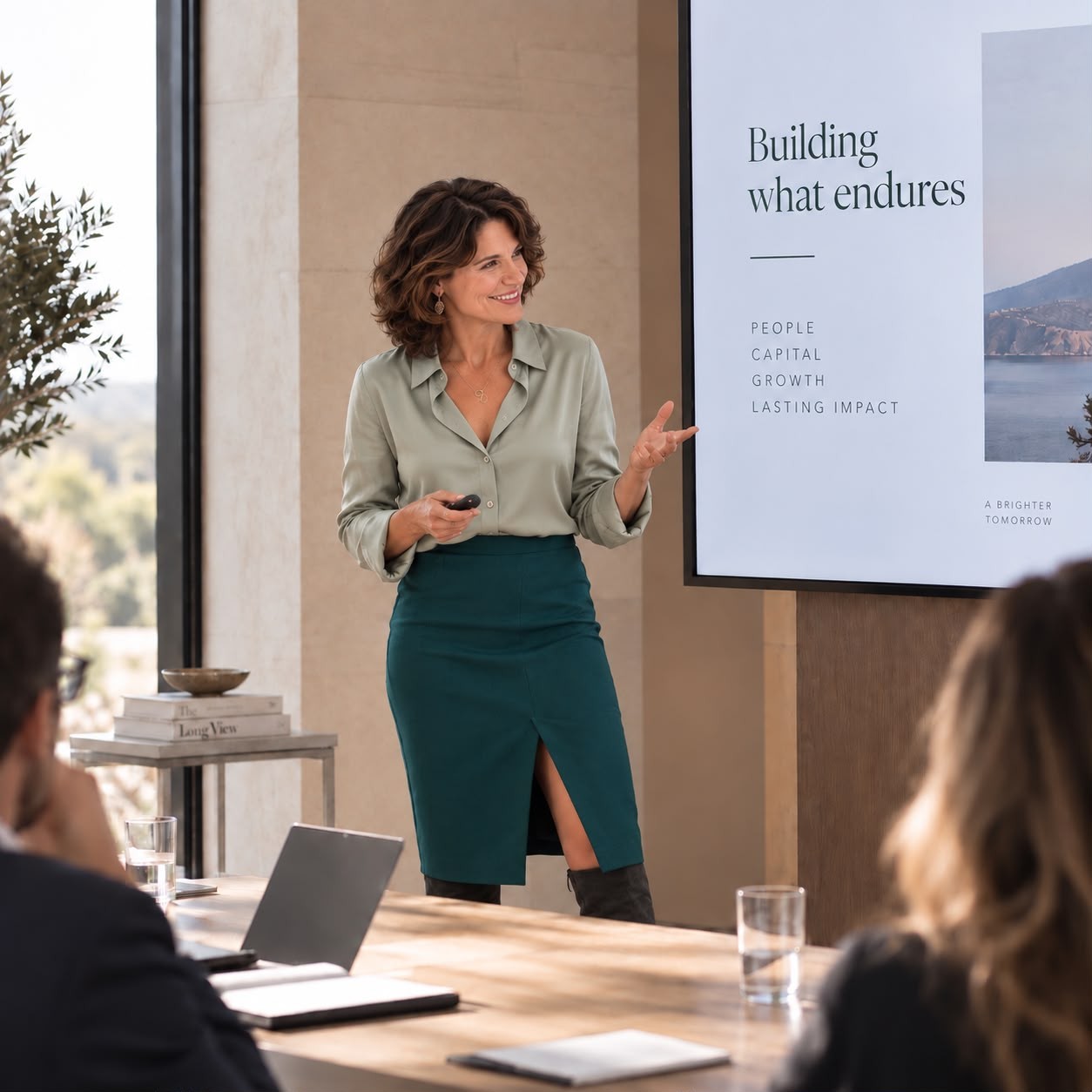 Bernardette M. presenting a case on recovering credibility and growth after a team exodus, at Neapolis University Pafos.